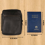 Black Leather Bible Cover with Zipper - Protective Bible Case