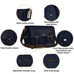 Canvas Messenger Shoulder Bag - Blue