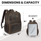 Vintage Leather Laptop Backpack Distressed Brown Travel Bag