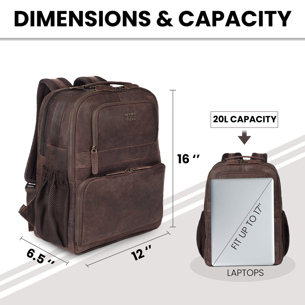 Vintage Leather Laptop Backpack Sandal Travel Bag
