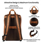 Tan Brown Leather Laptop Backpack for Work & Travel
