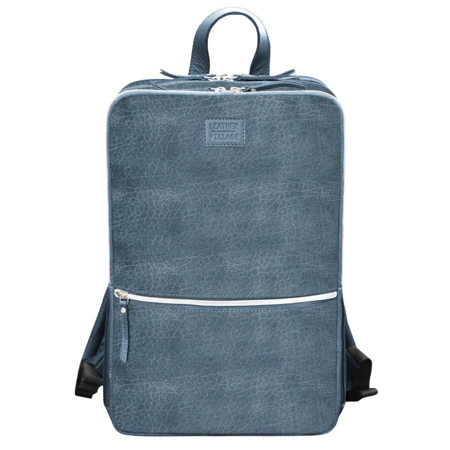 Teal Blue Leather Laptop Backpack for Work & Travel Leather Village