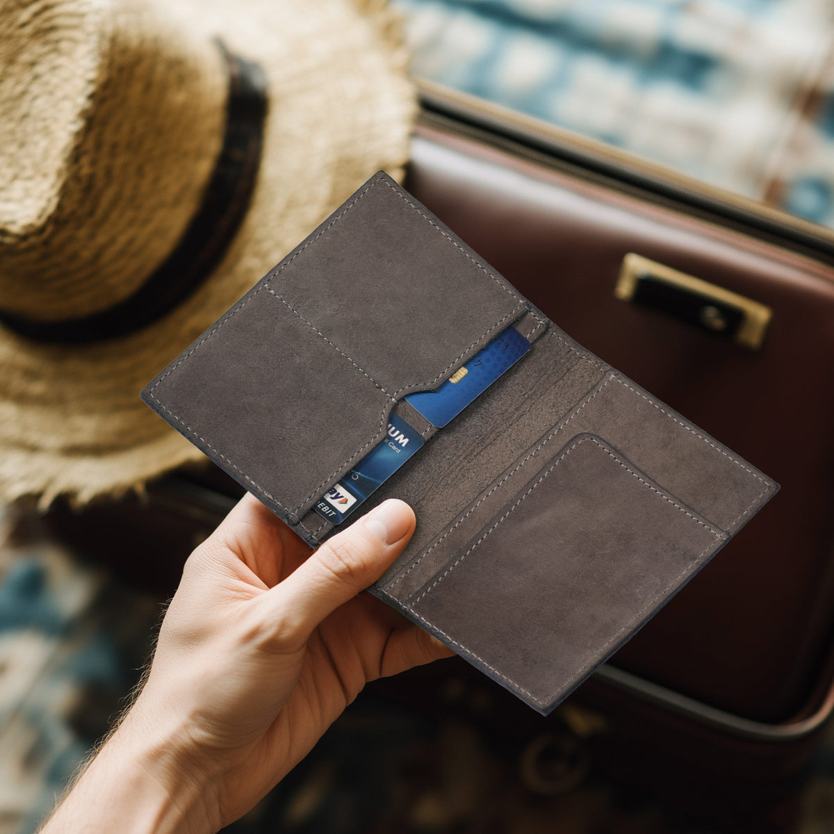 Leather Passport Holder Cover – Travel Wallet with Card Slots, Vintage Passport Case for Men & Women – Cute Organizer for Travel Accessories & Documents