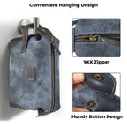 Leather Village Handmade Blue Leather Shaving Bag for Travel and Daily Grooming