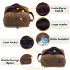 Leather Village Handmade Distressed Brown Leather Grooming Bag for Business Travel