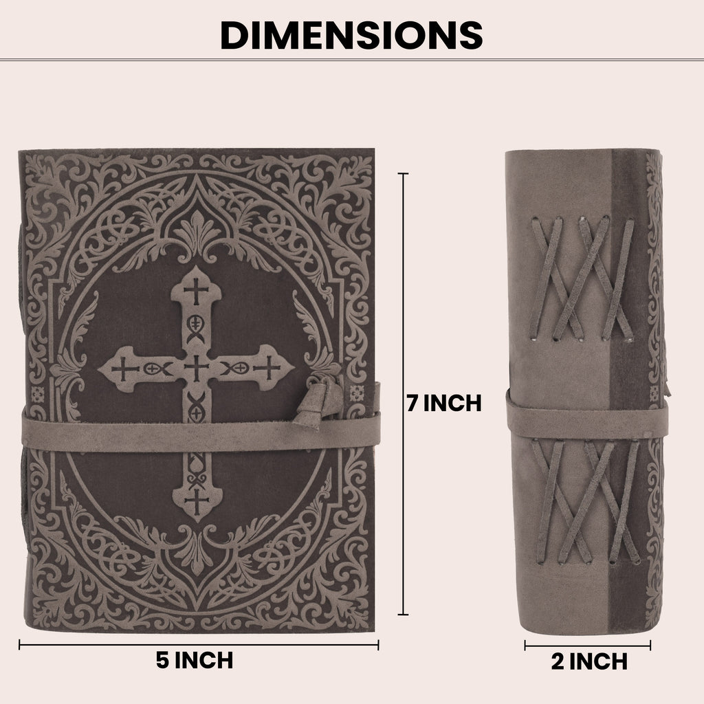 Elegant black leather bound Holy Bible with handcrafted detailing
