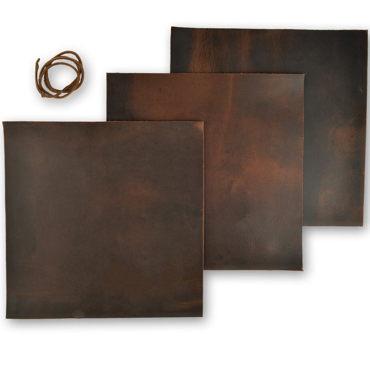 Genuine Leather Sheet - 12''x12'' Cowhide Leather for Crafts - 2mm Thick, Pack of 3 - Square Leather for Tooling, Wallet, Jewellery and DIY Projects