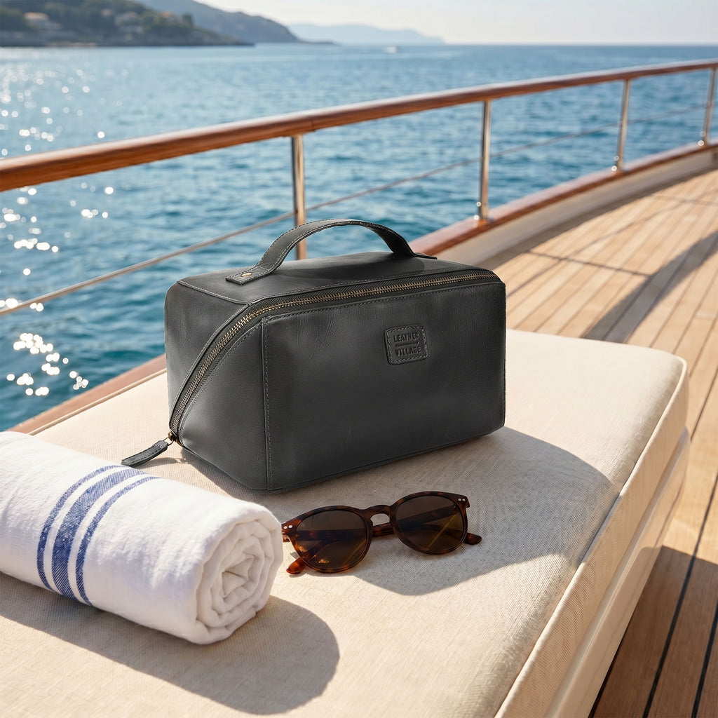 Leather Travel Cosmetic Bag for Women