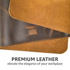 Real Leather Desk Mat for Desktop & Laptop - Brown Leather Village