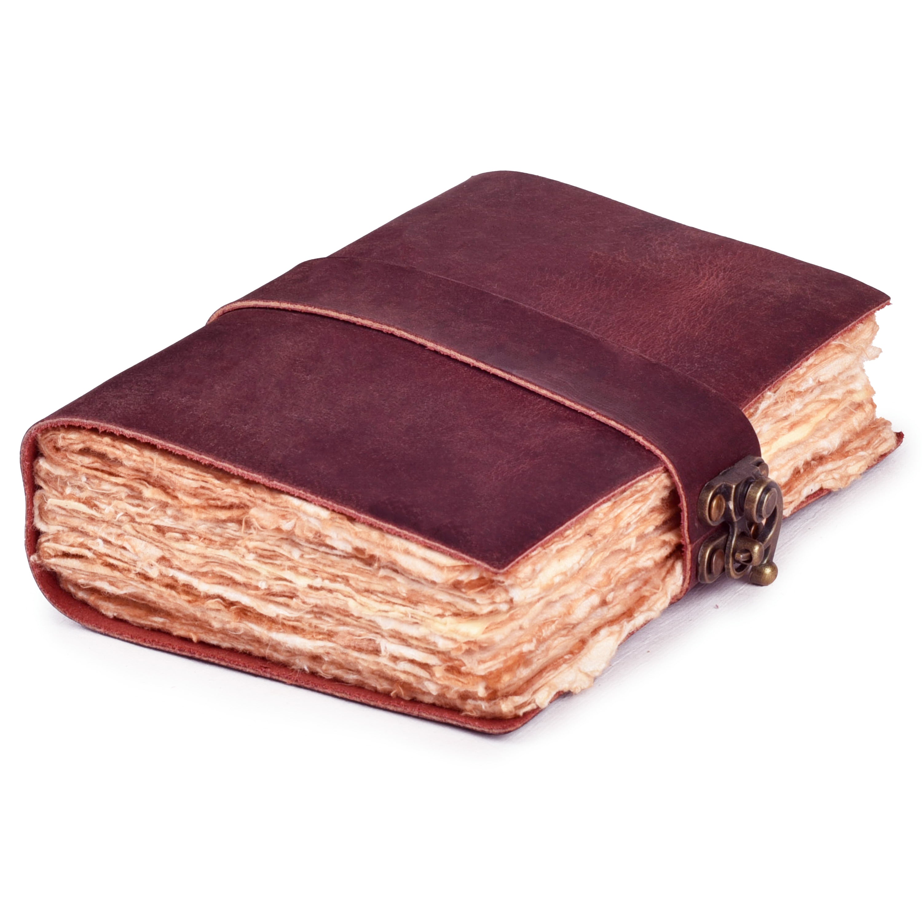 Leather Bound Vintage Journal for Women & Men - Book of Shadows - Lock Closure - 200 Pages of Antique Deckle Edges Handmade Paper