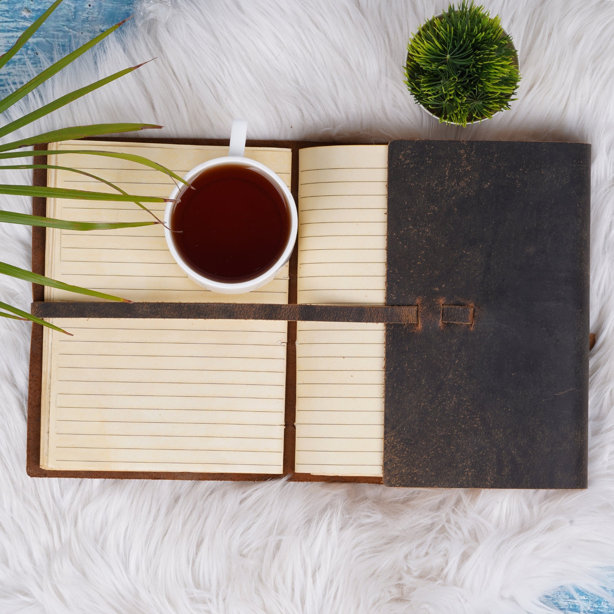 Vintage Leather Journal - Lined Paper Notebook