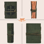 Elegant green leather bound Holy Bible with handcrafted detailing