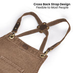 Canvas Cross-Back Work Apron for Men - Brown