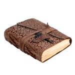 Floral Leather Notebook - Brown