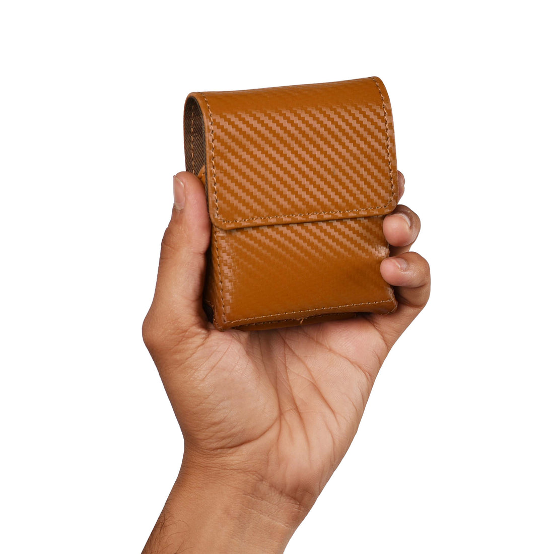 Carbon Fiber Leather Flip Phone Holster - Tan