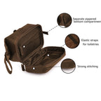Brown Leather Dopp Kit – Travel Toiletry Bag