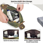 Leather Village Rustic Green Leather Toiletry Organizer with Spacious Storage Compartments