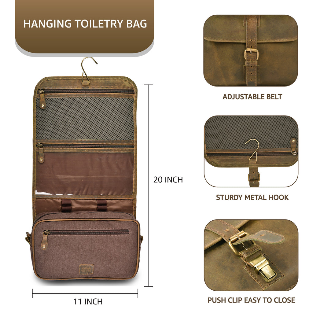 Hanging Toiletry Bag for Travel - Mud Brown
