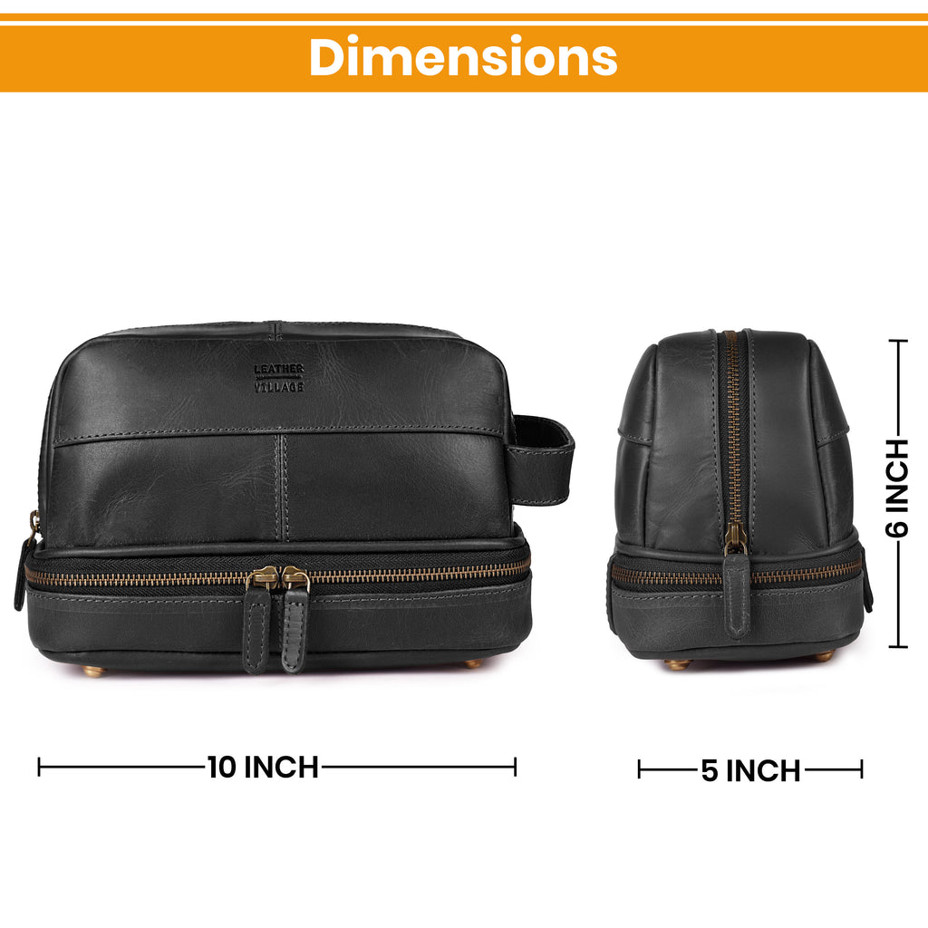 Leather Village Handmade Leather Travel Toiletry Bag with Handle