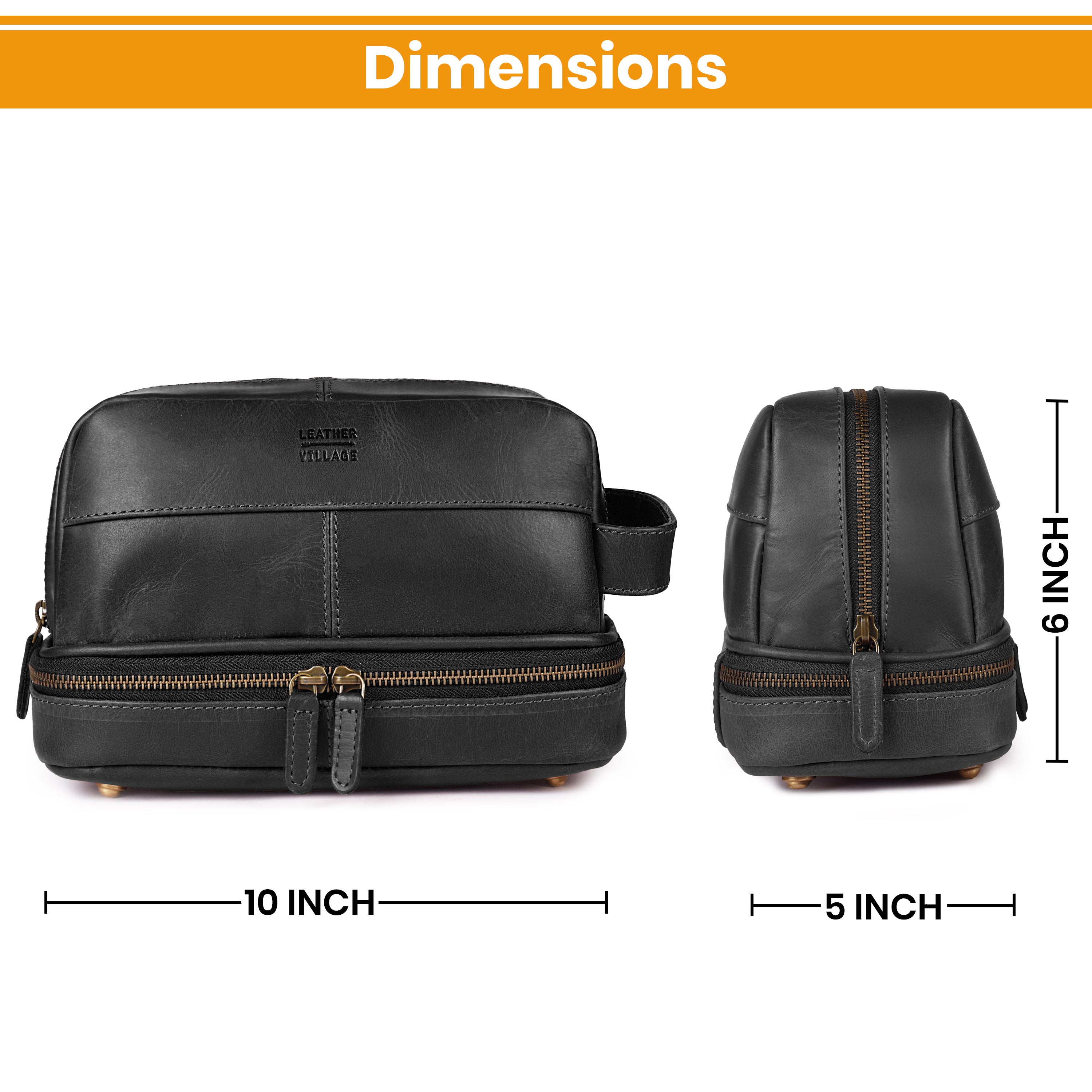 Leather Village Handmade Leather Travel Toiletry Bag with Handle