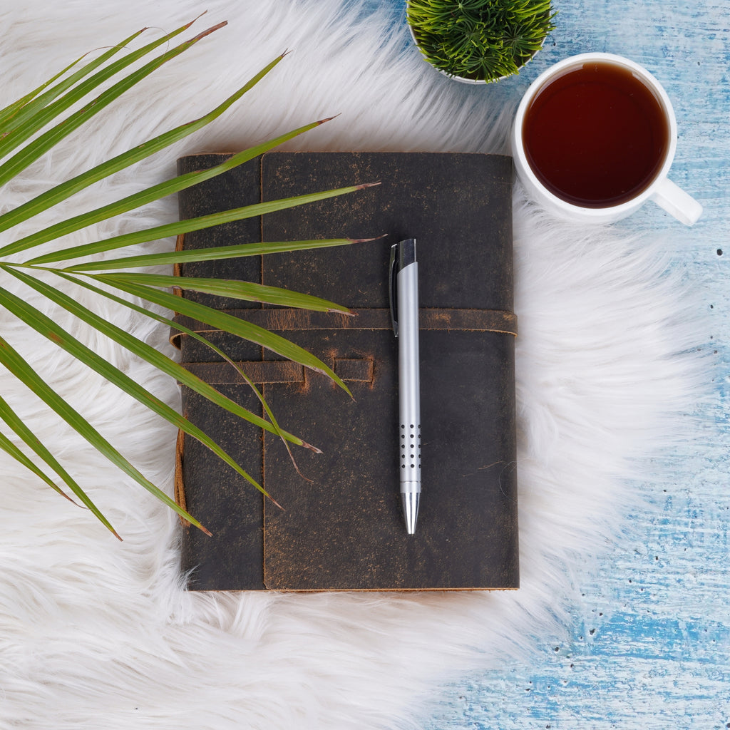 Vintage Leather Journal - Lined Paper Notebook