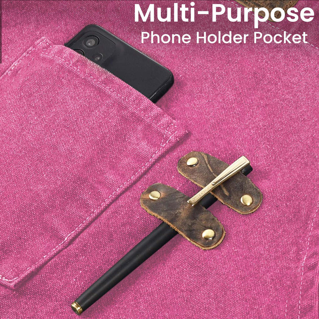 Canvas Cross-Back Work Apron for Men - Pink