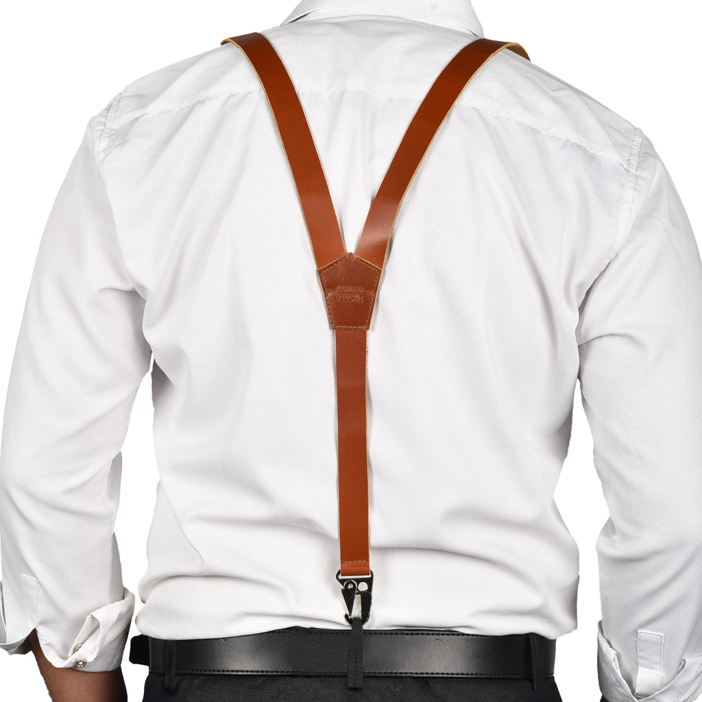 Leather Suspenders for Men & Women Adjustable Y-Back Braces with Snaps Vintage Classic Style for Any Occasion Leather Village