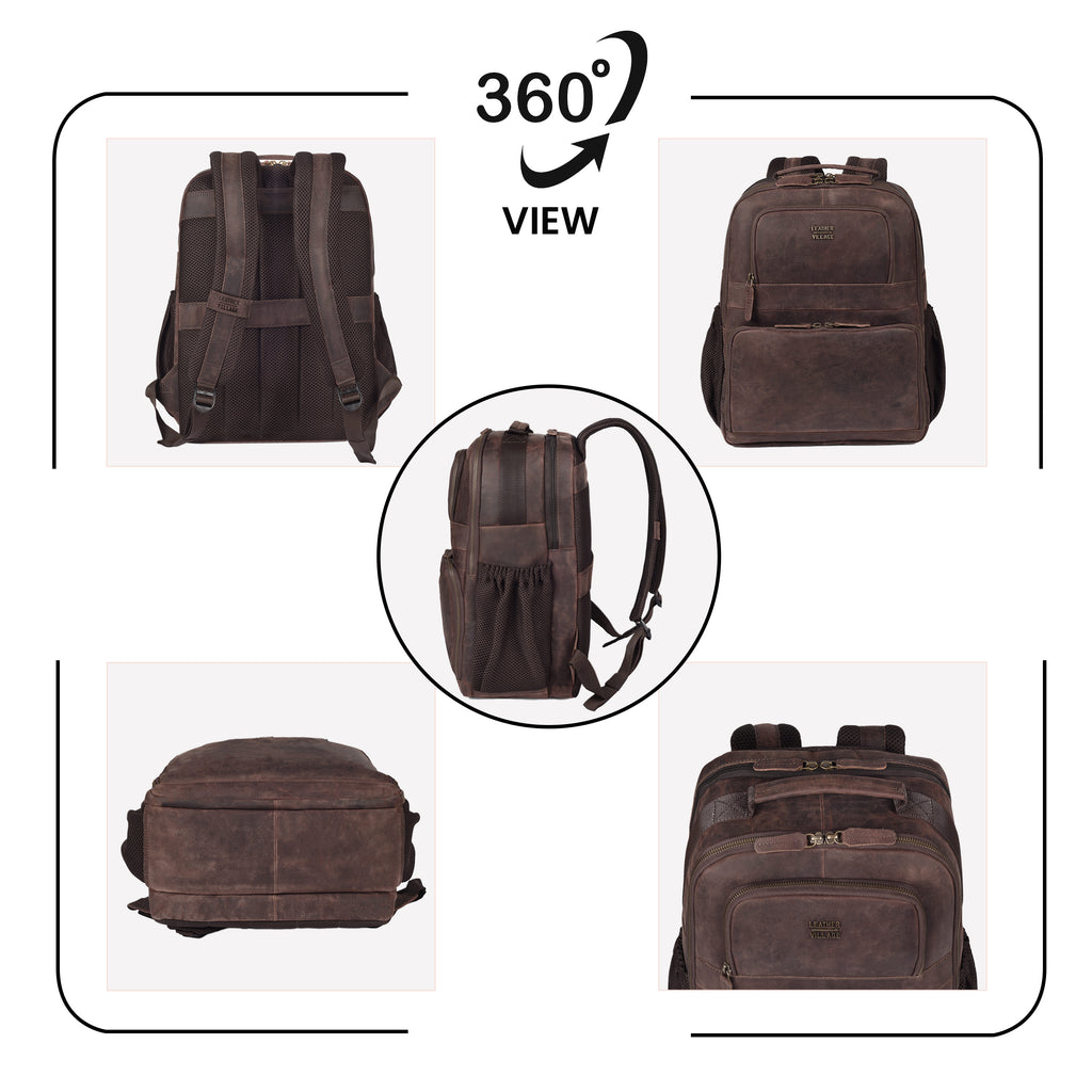 Vintage Leather Laptop Backpack Sandal Travel Bag
