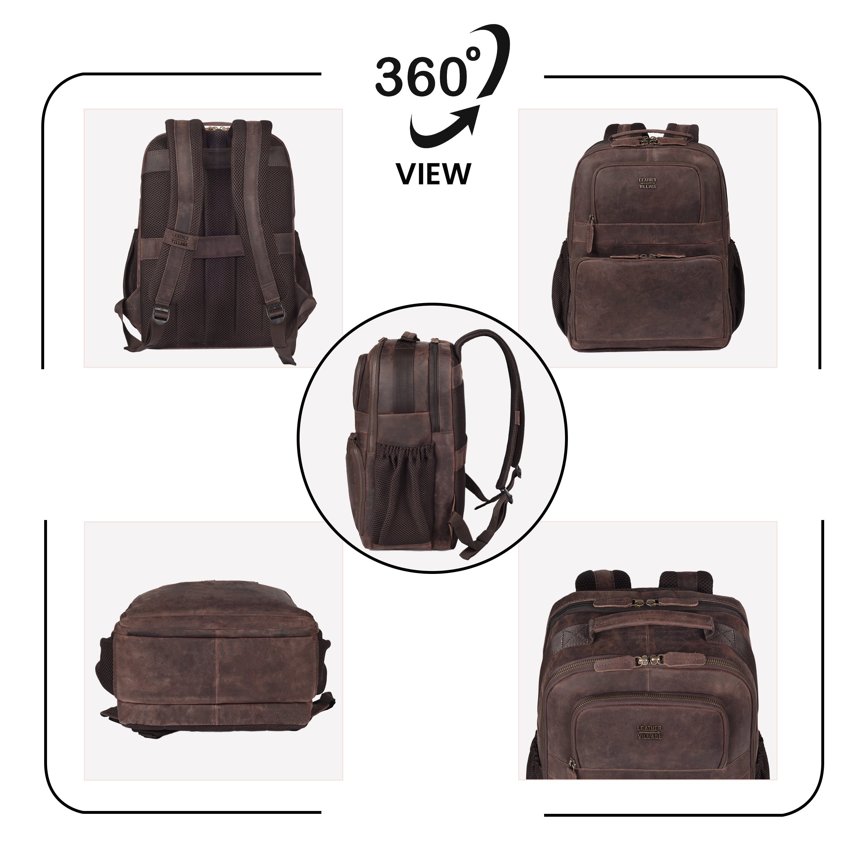 Vintage Leather Laptop Backpack Sandal Travel Bag