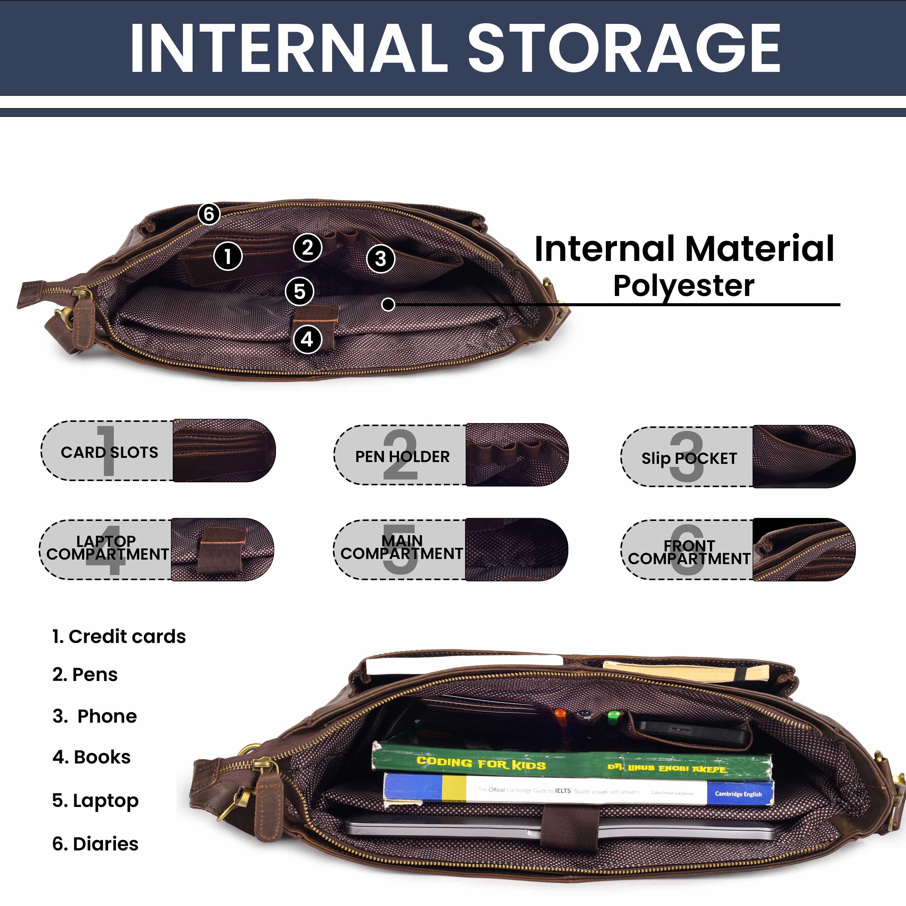 Handmade Vintage Leather Messenger Bag - Brown Leather Village