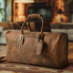 Leather Travel Duffel Bag - Brown