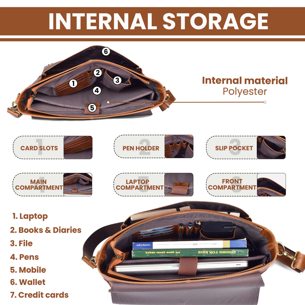 Handmade Vintage Leather Messenger Bag - Tan