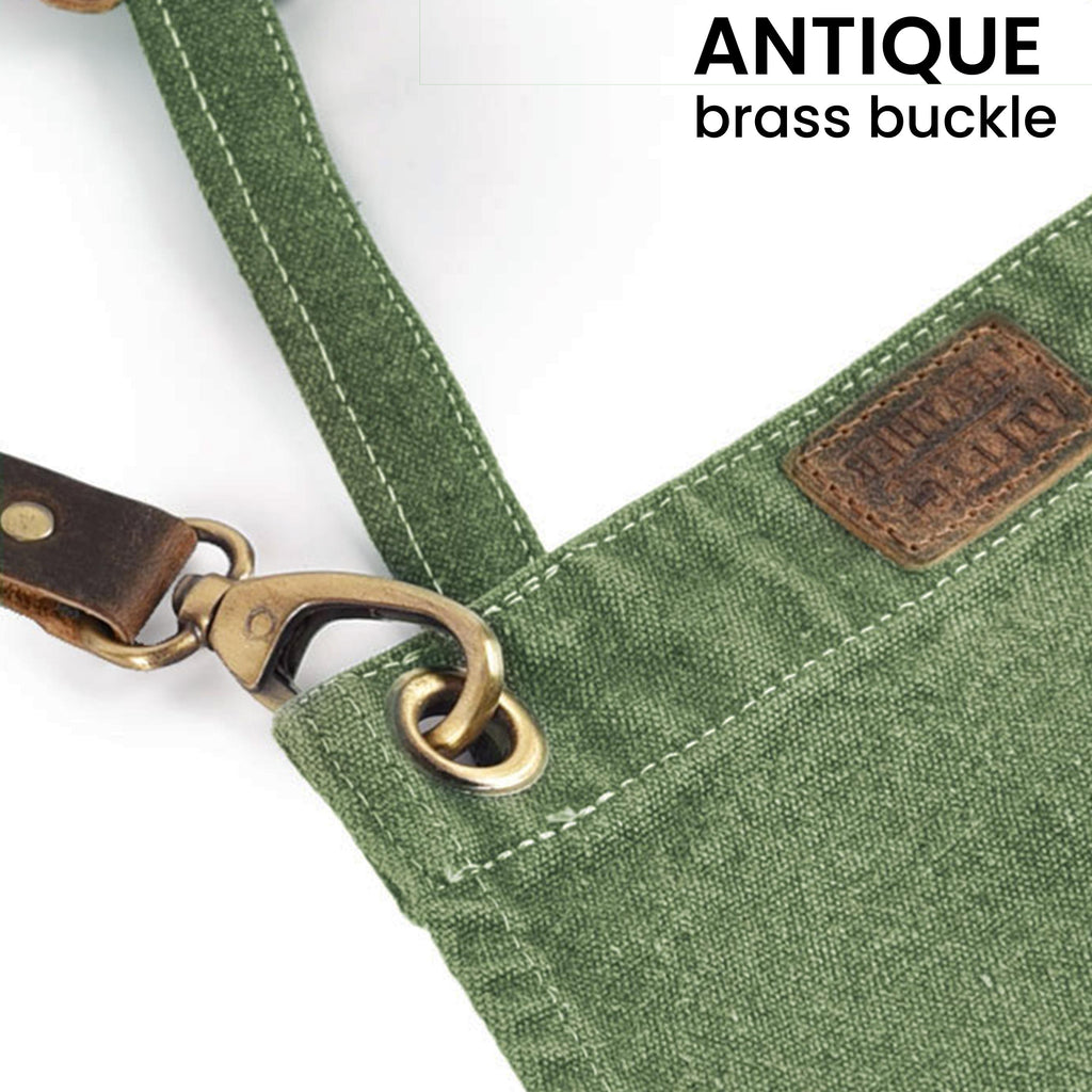 Canvas Cross-Back Work Apron for Men - Green