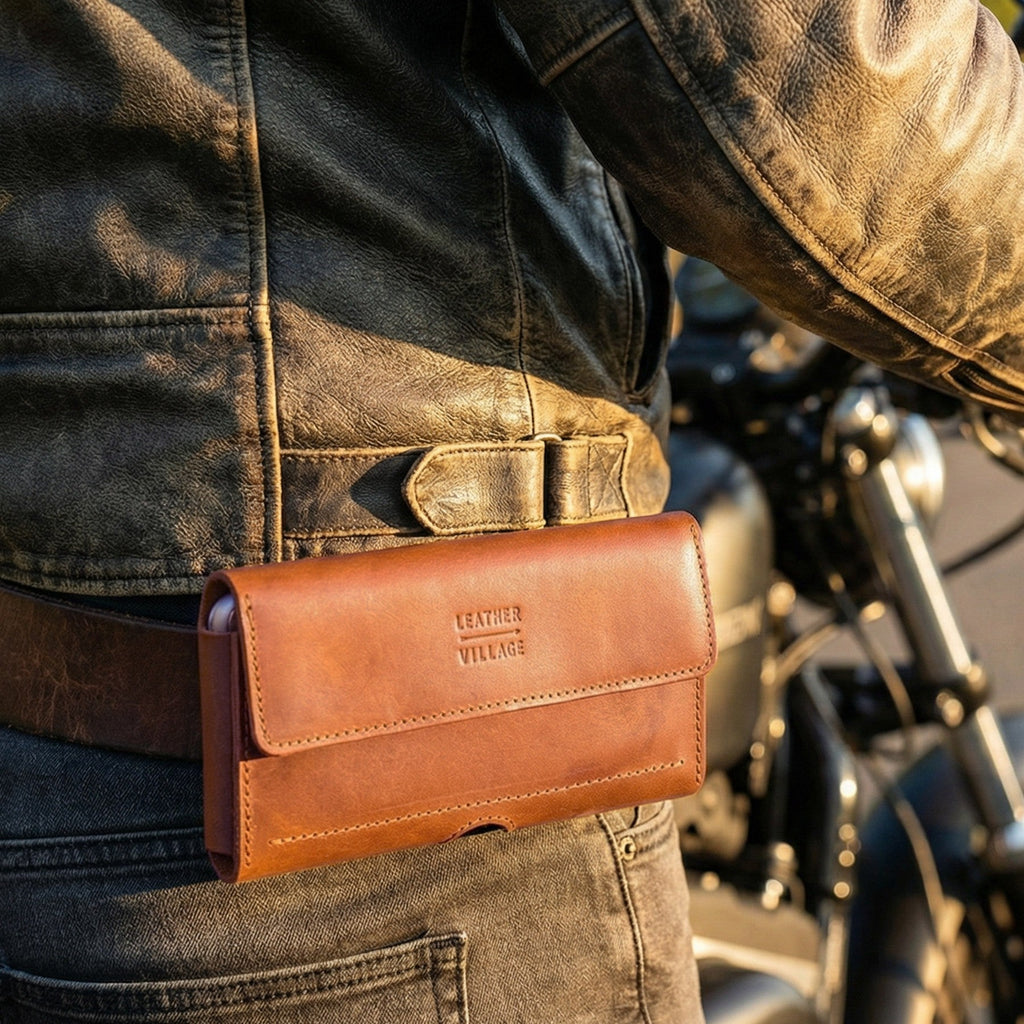 Leather Phone Belt Pouch - Tan Leather Village