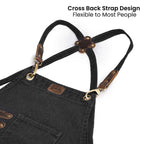 Canvas Cross-Back Work Apron for Men - Black