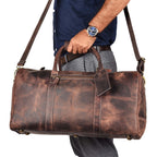 Leather Travel Duffel Bag - Cherry