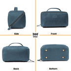 Leather Travel Cosmetic Bag for Women - Blue