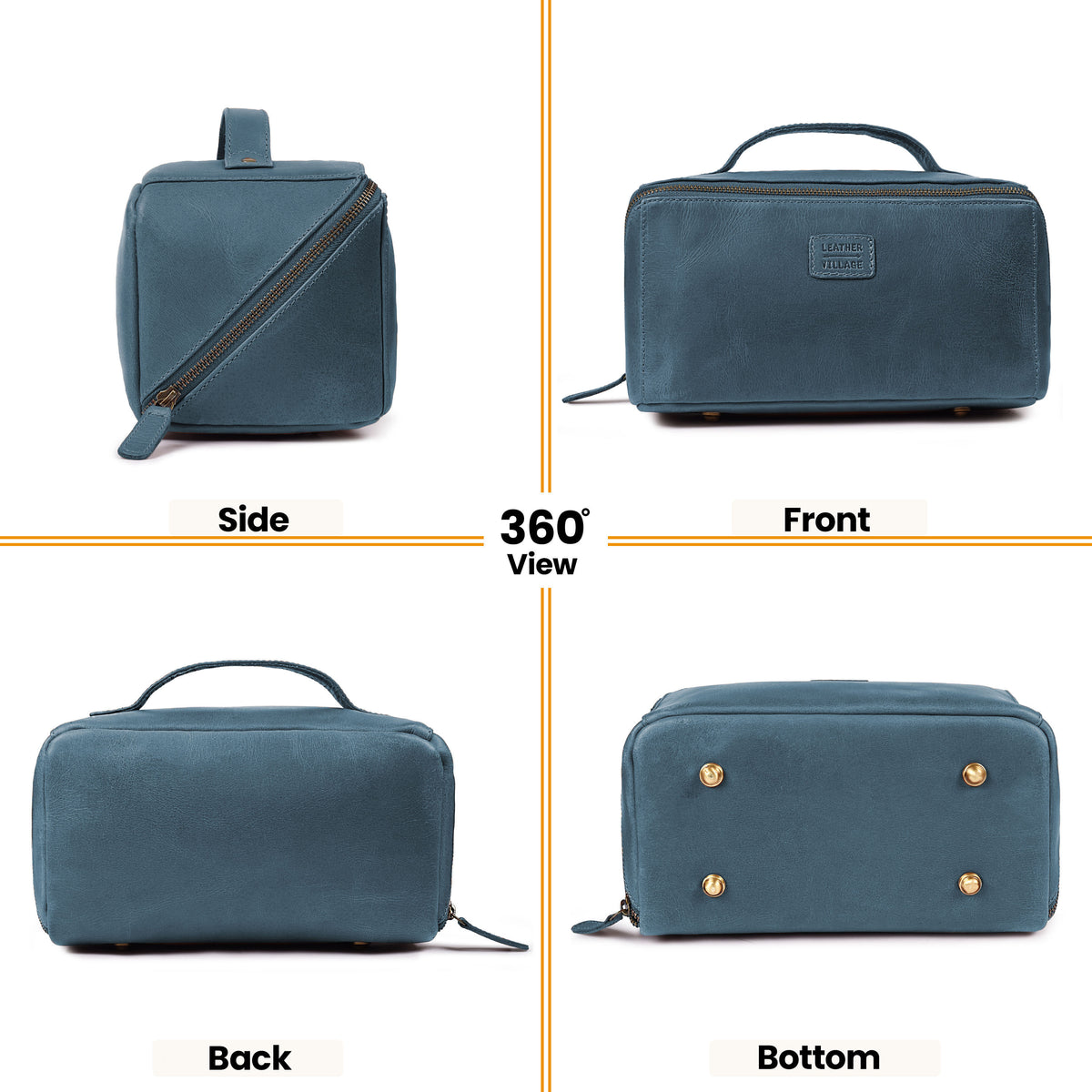 Leather Travel Cosmetic Bag for Women - Blue