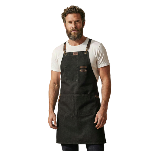 Leather Village canvas cross back work apron for men