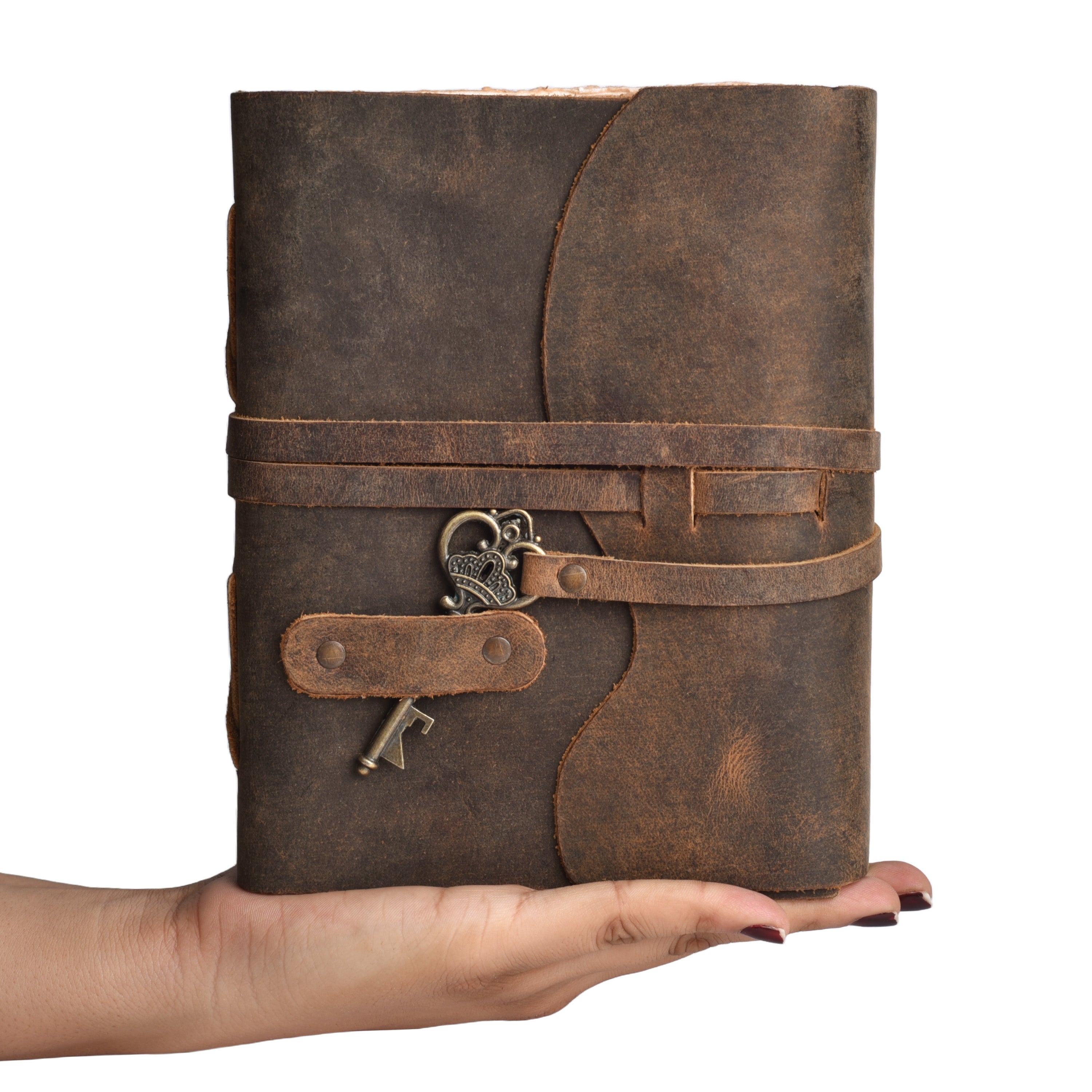 HANDCRAFTED VINTAGE LEATHER JOURNAL WITH ANTIQUE KEY - BOOK OF SHADOWS JOURNAL FOR MEN & WOMEN