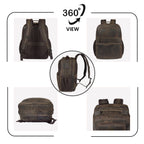 Vintage Leather Laptop Backpack Distressed Brown Travel Bag