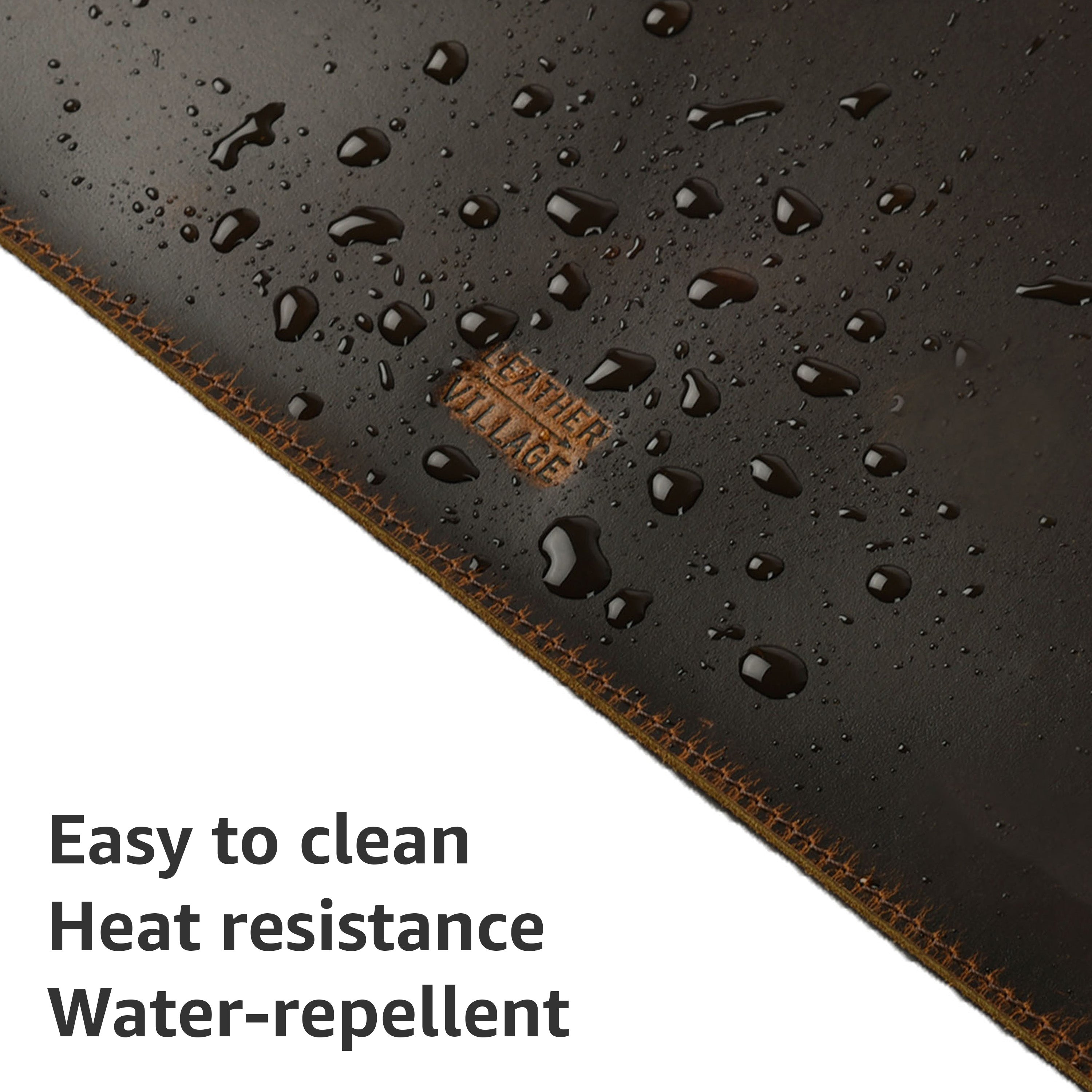 Real Leather Desk Mat for Desktop & Laptop, with Leather Tray & Tea Coaster, 3mm Thick 32''x16'' Genuine Leather Desk Cover-Protector-Blotter