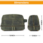 Leather Village Water Resistant Olive Leather Dopp Kit with Compact Travel Friendly Design