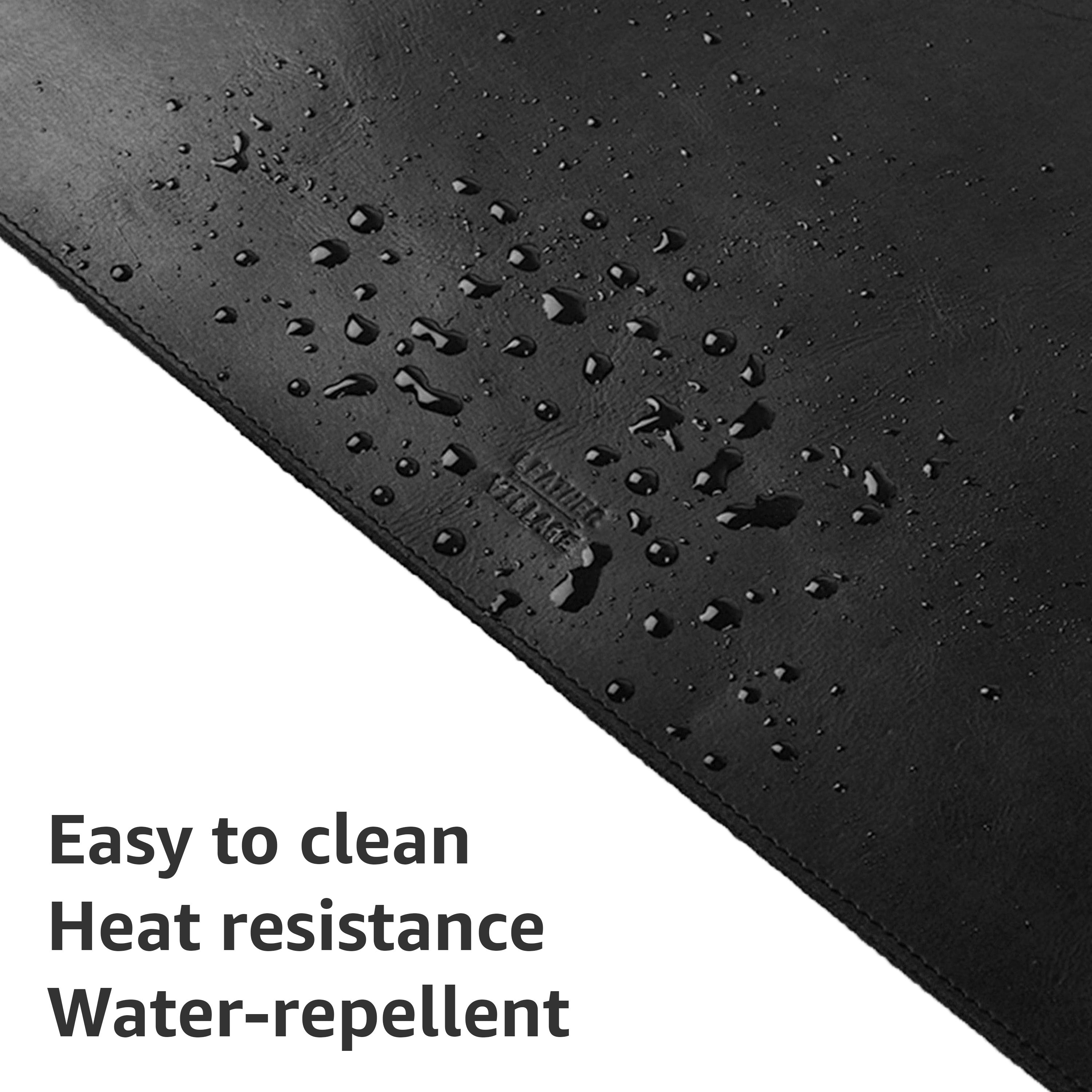 Real Leather Desk Mat for Desktop & Laptop, with Leather Tray & Tea Coaster, 3mm Thick 32''x16'' Genuine Leather Desk Cover-Protector-Blotter