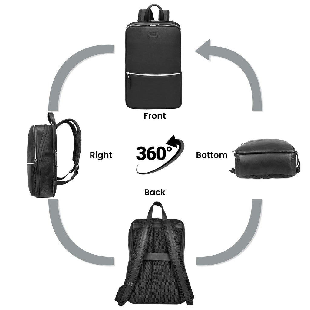 Black Leather Laptop Backpack for Work & Travel Leather Village
