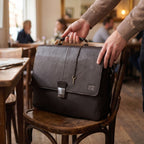 Leather Messenger Bag for Men & Women - Dark Brown