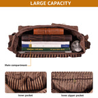 Canvas Messenger Shoulder Bag - Brown