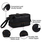 Black Leather Dopp Kit – Travel Toiletry Bag