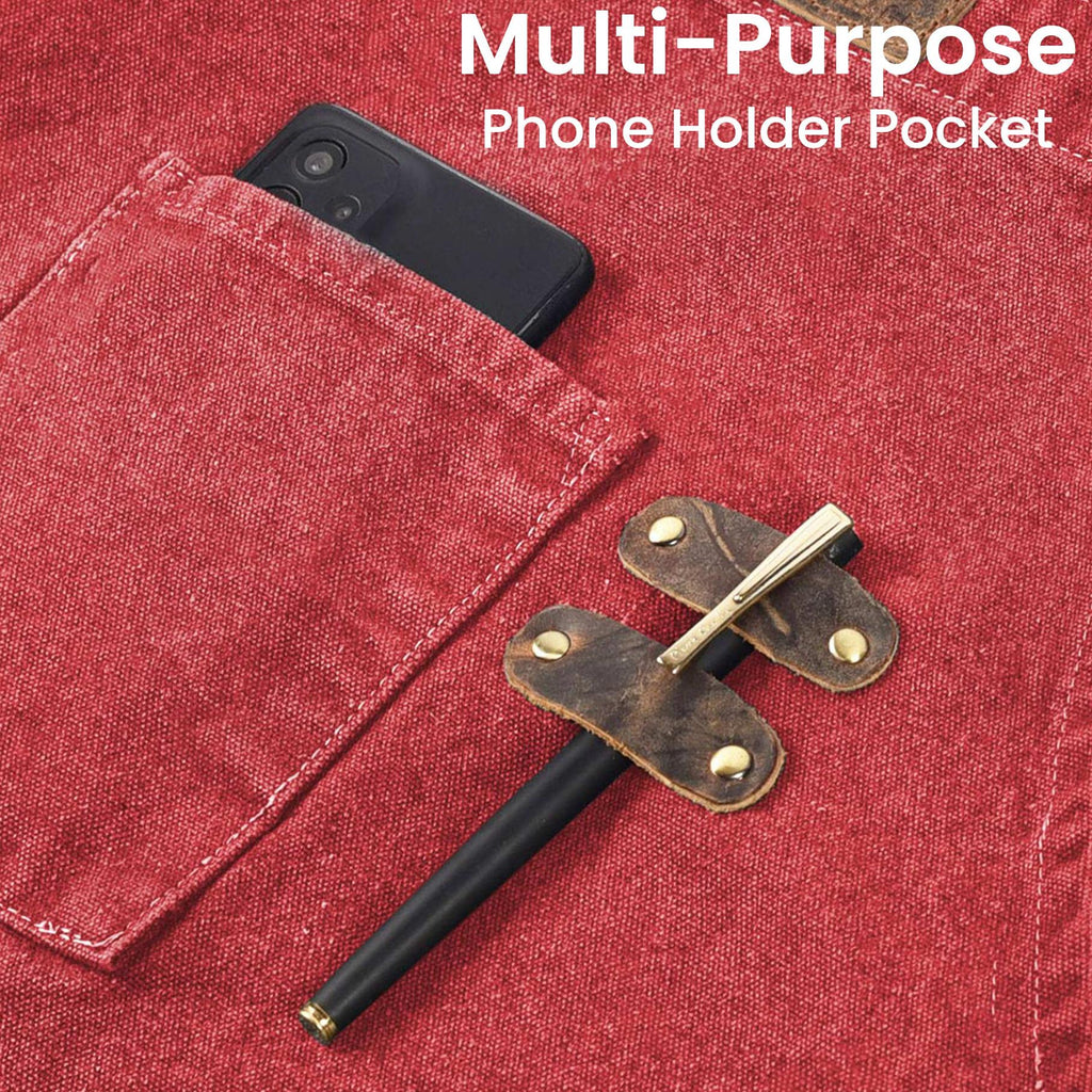 Canvas Cross-Back Work Apron for Men - Red