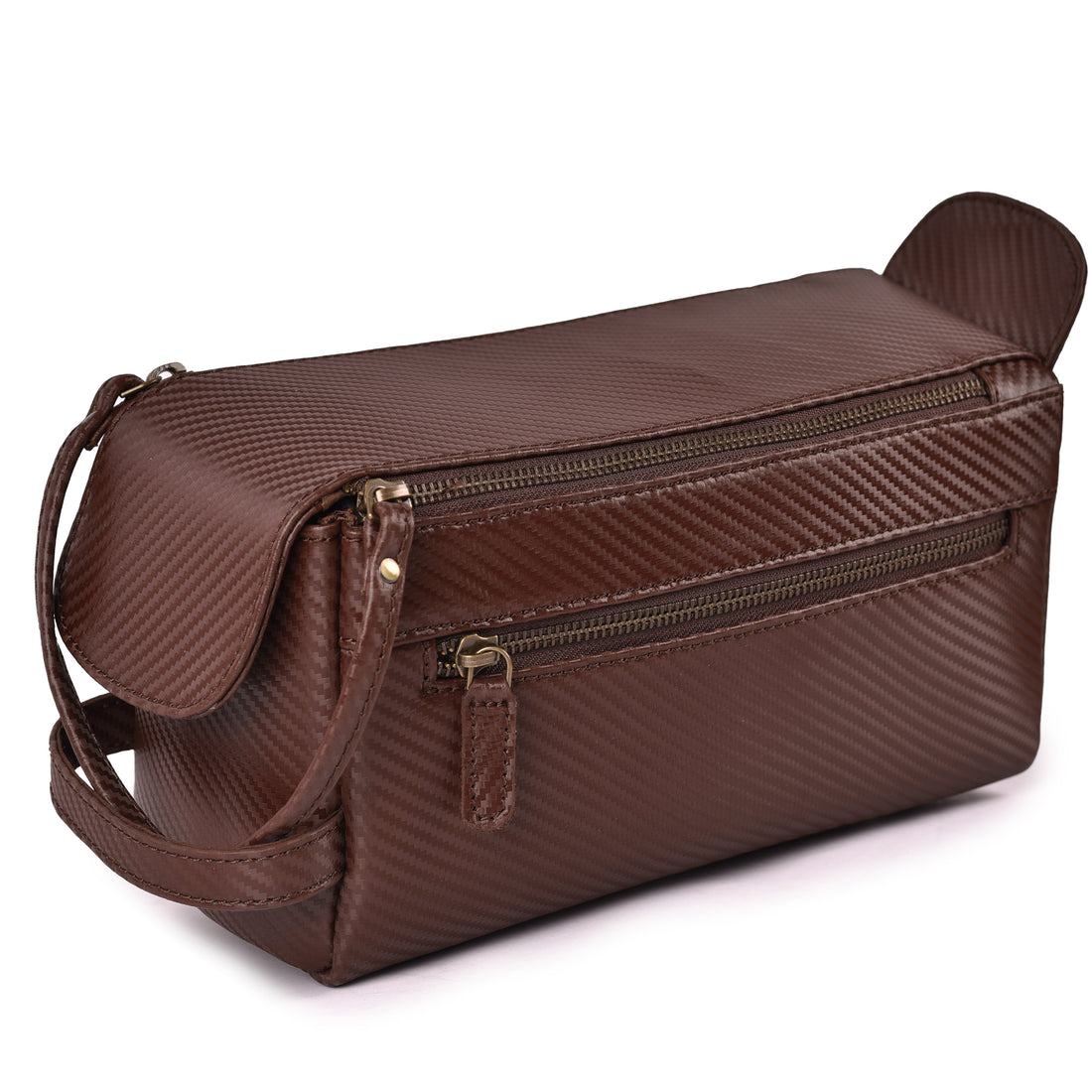 Premium Carbon Leather Travel Toiletry Bag - Large Compact Dopp Kit, Water-Resistance Shaving & Cosmetic Organizer for Men & Women